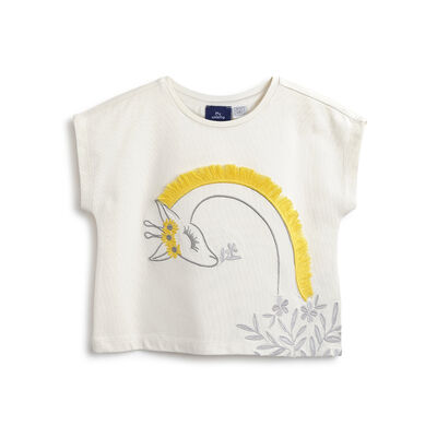 Girls Light Natural Printed Short Sleeve T-Shirt
